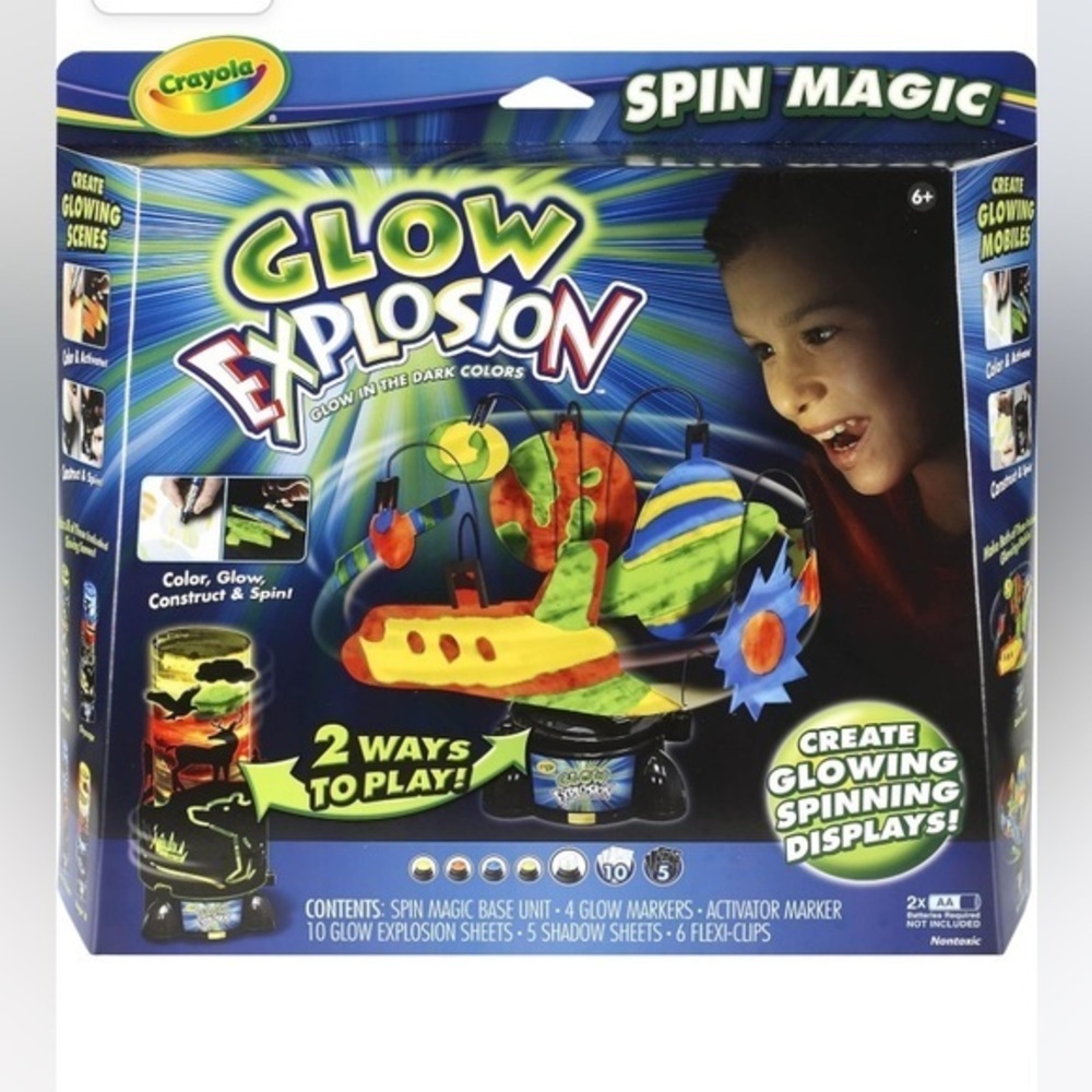 NIB Crayola Glow Explosion Spin Magic set